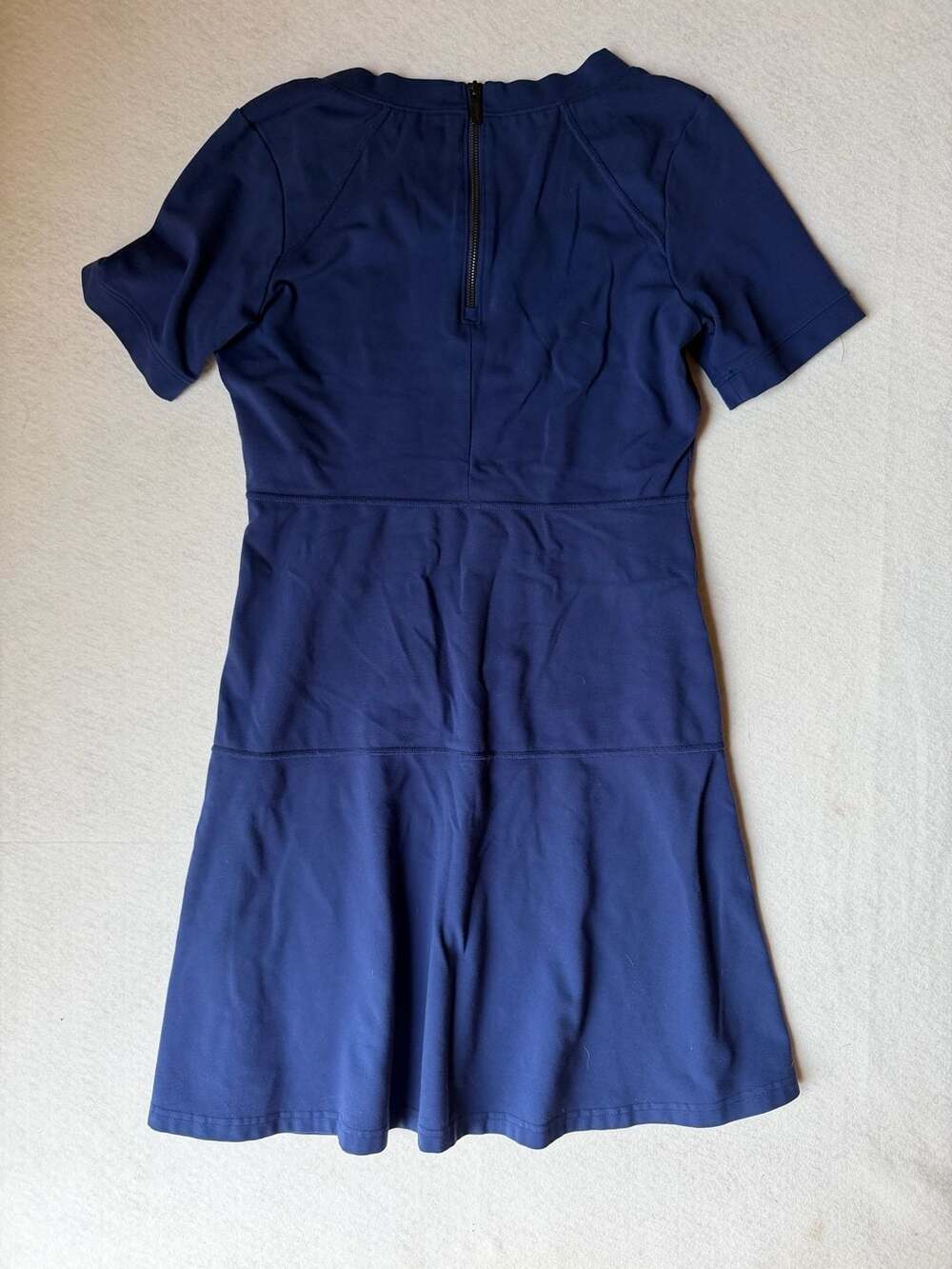 Athleta En Route Navy Short Sleeve Fit and Flare Dress - Picture 3 of 5